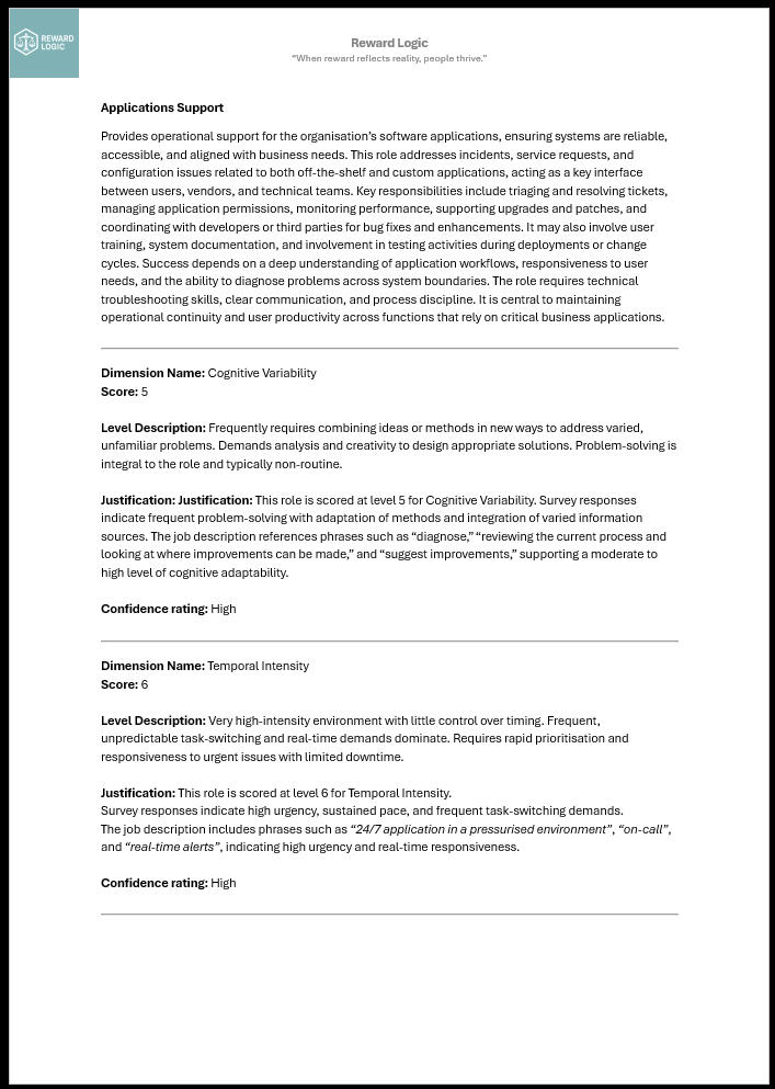 Example Job Evaluation Report - Page 2